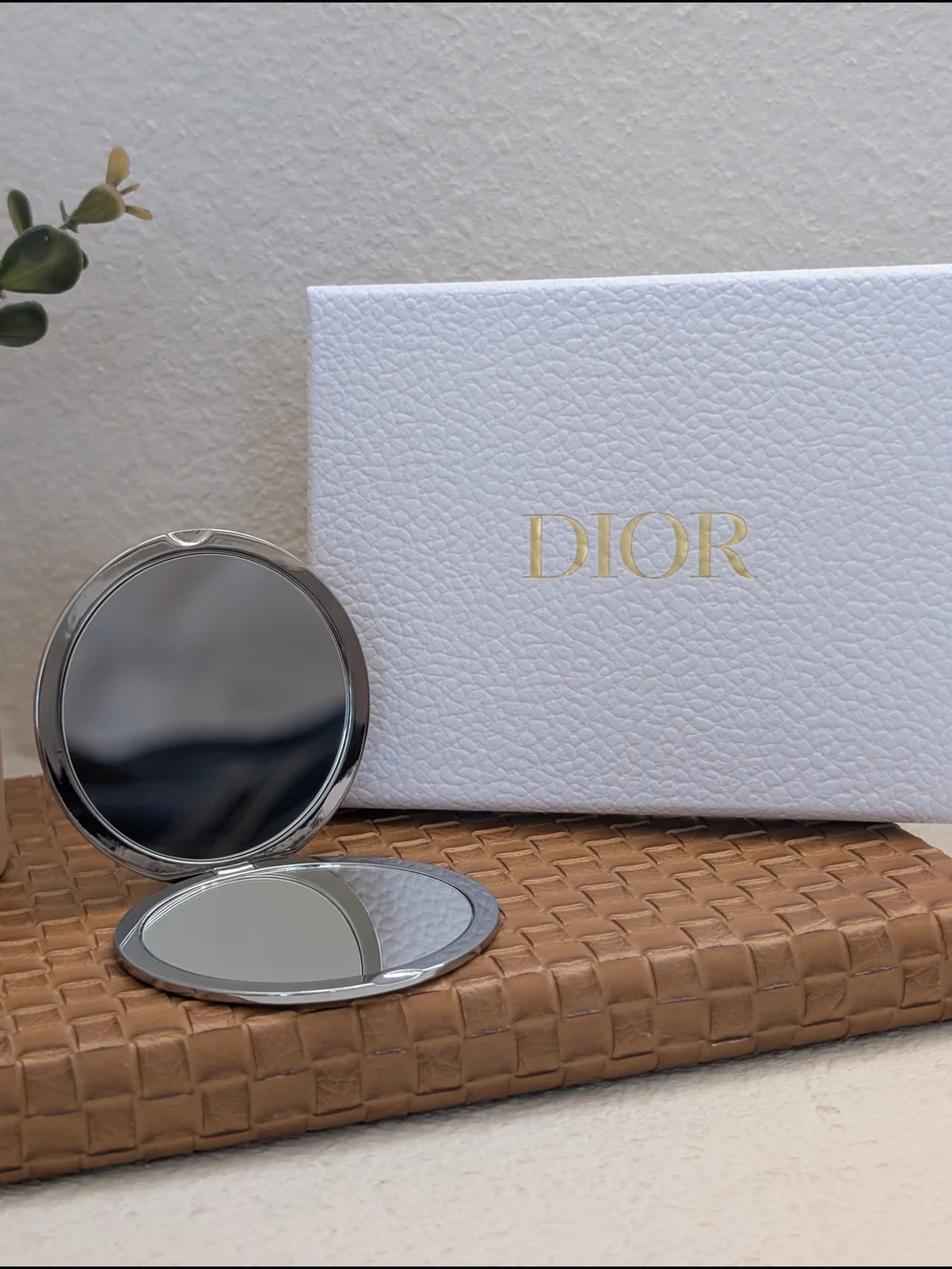 Dior Silver Cannage Pocket Mirror & Mini Rouge Dior Lipstick GWP